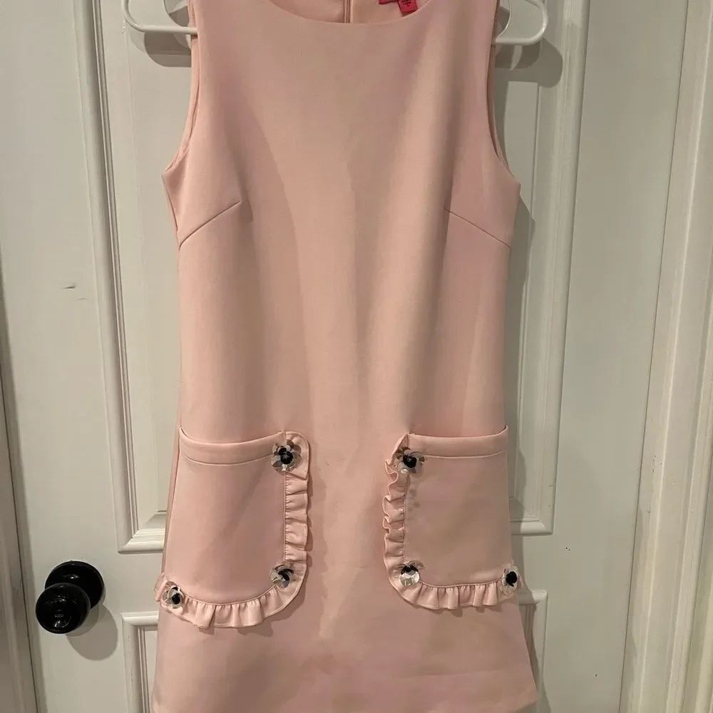 Charming Pink betsy Johnson Dress with Ruffle Pockets
